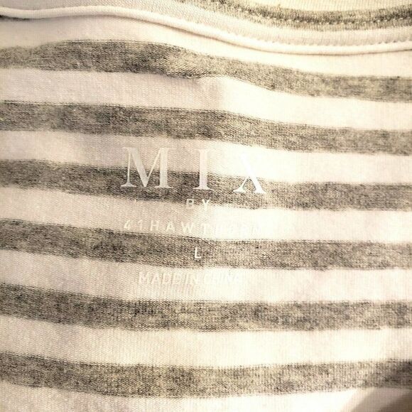 Mix 41 Hawthorne Gray White Striped Shirt Top - Picture 4 of 11